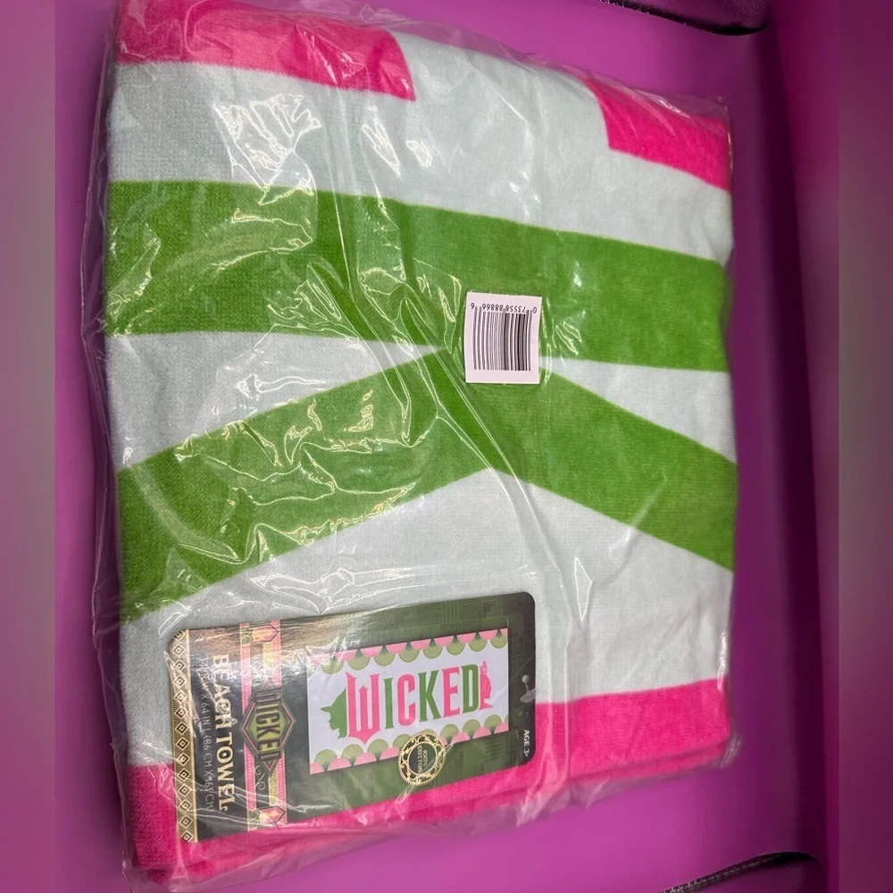Wicked Beach Towel - Green and Pink - NWT